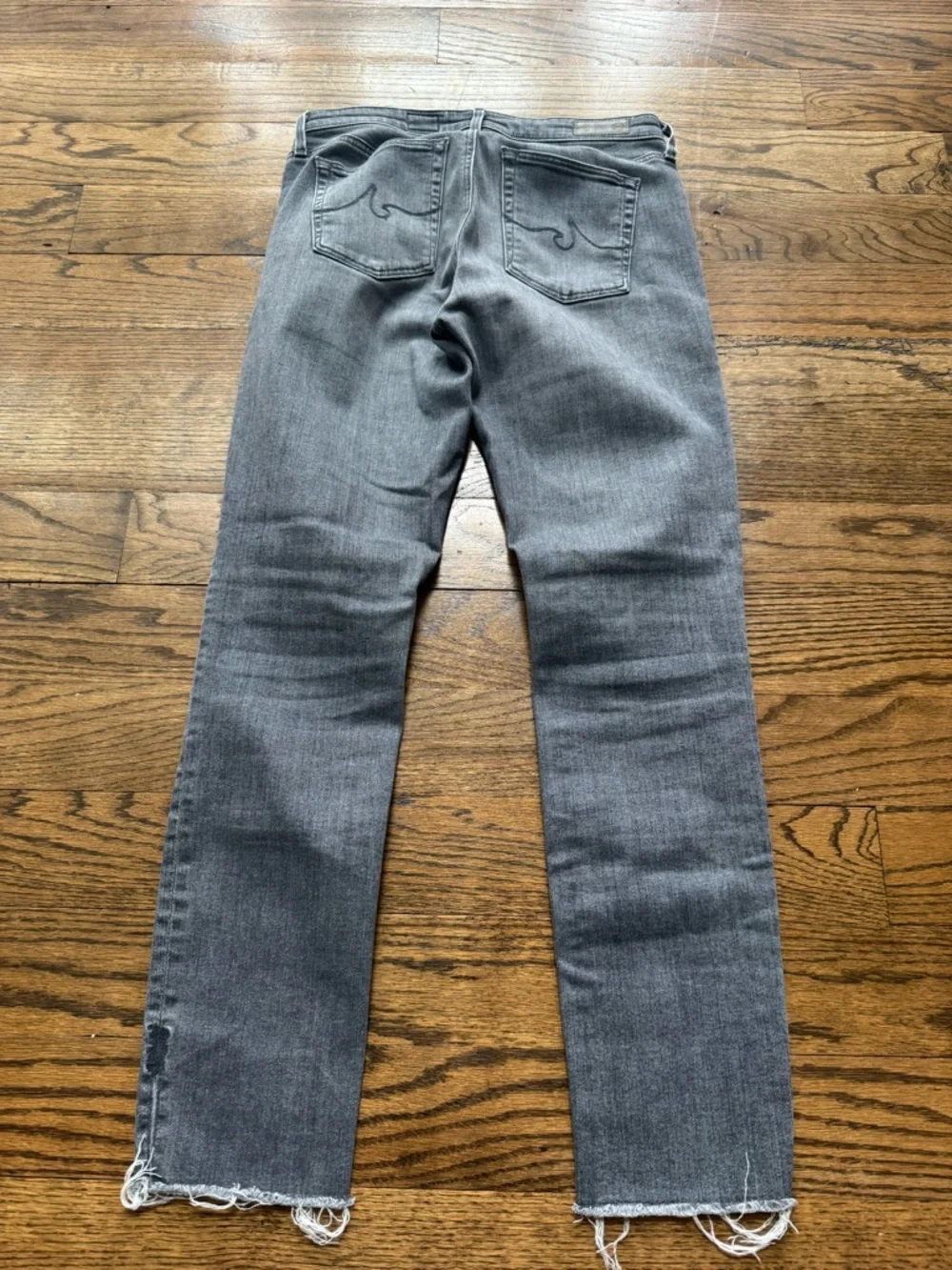 AG Adriano Goldschmied Prima Ankle Jeans Blue Gray Distressed Raw Hem Size 28R